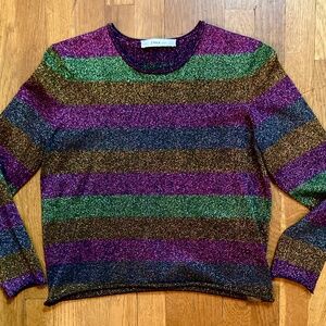Zara Metallic Striped Knit Stretch Sweater Top - Small - never worn